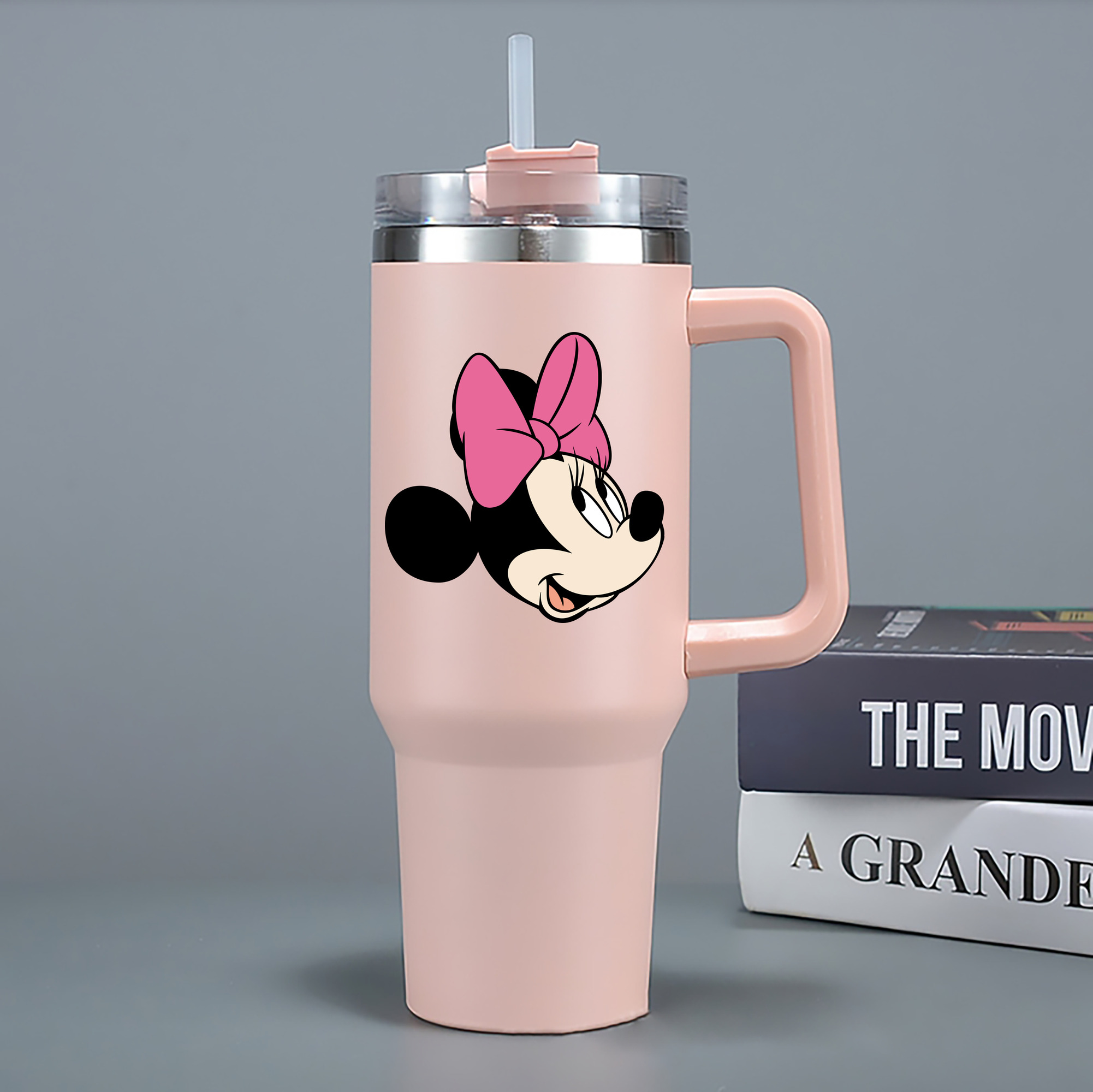 （画像用） ミッキーマウス Mickey Mouse 1200mL車用タンブラー - クリスタルステッカー（プラスチックストロー付き）